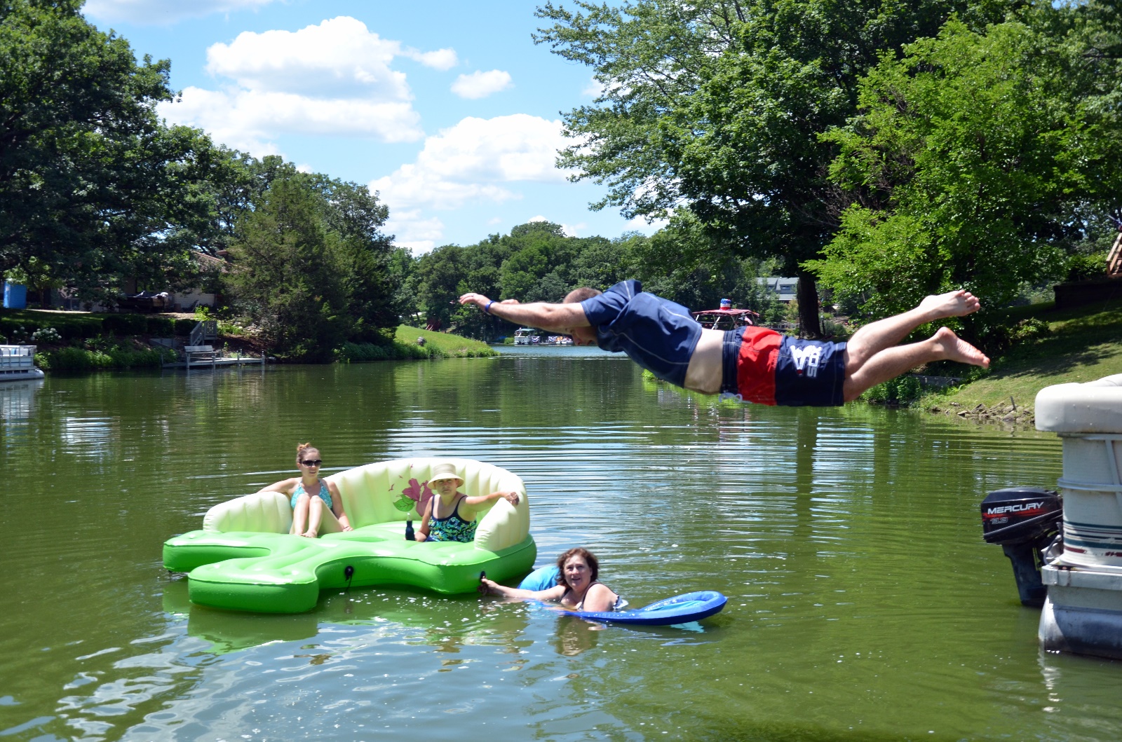 Jim diving off the pier