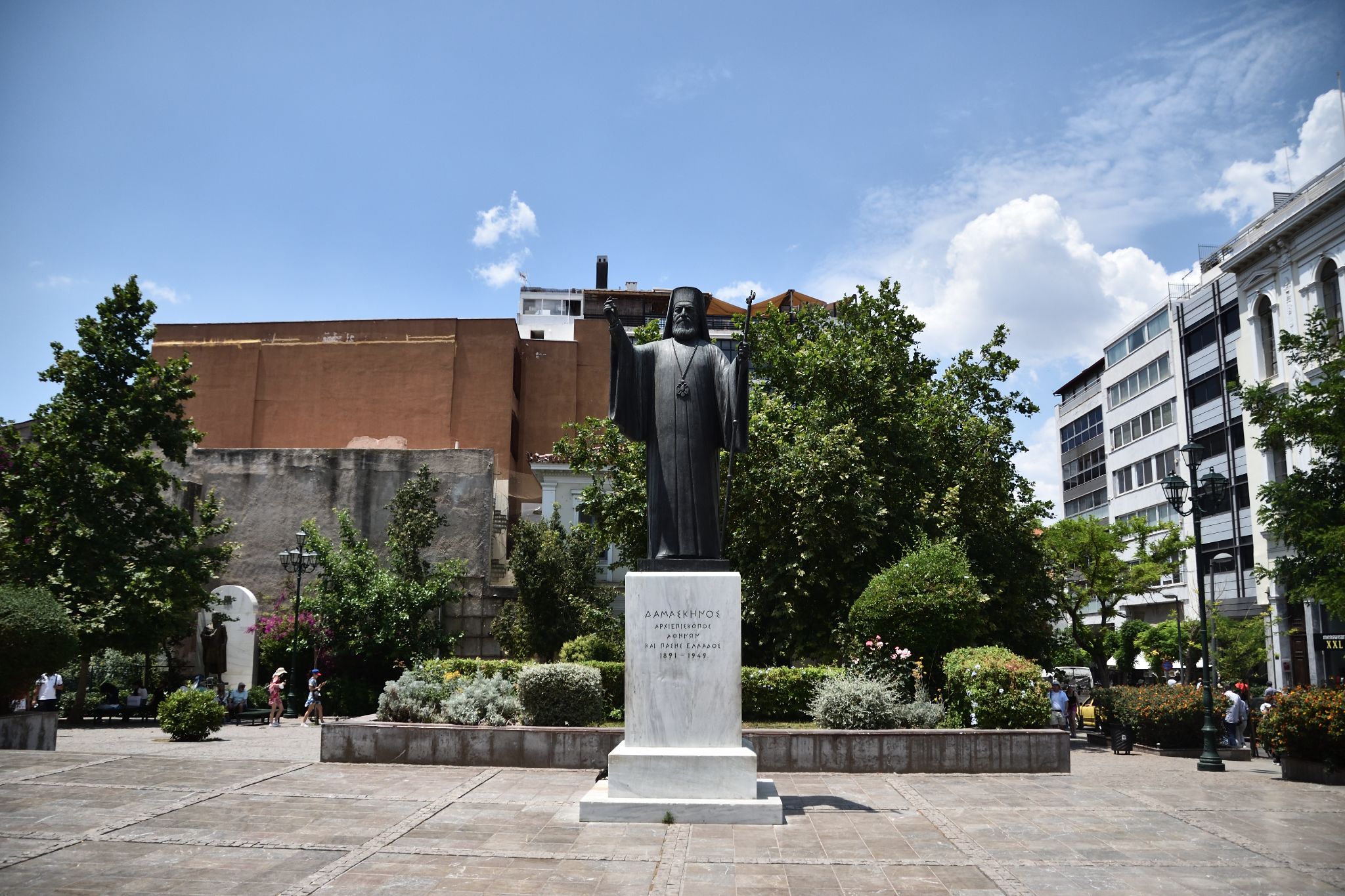 The Statue of Constantine XI Palaiologos at the square of the Athens Mitropolis Cathedral