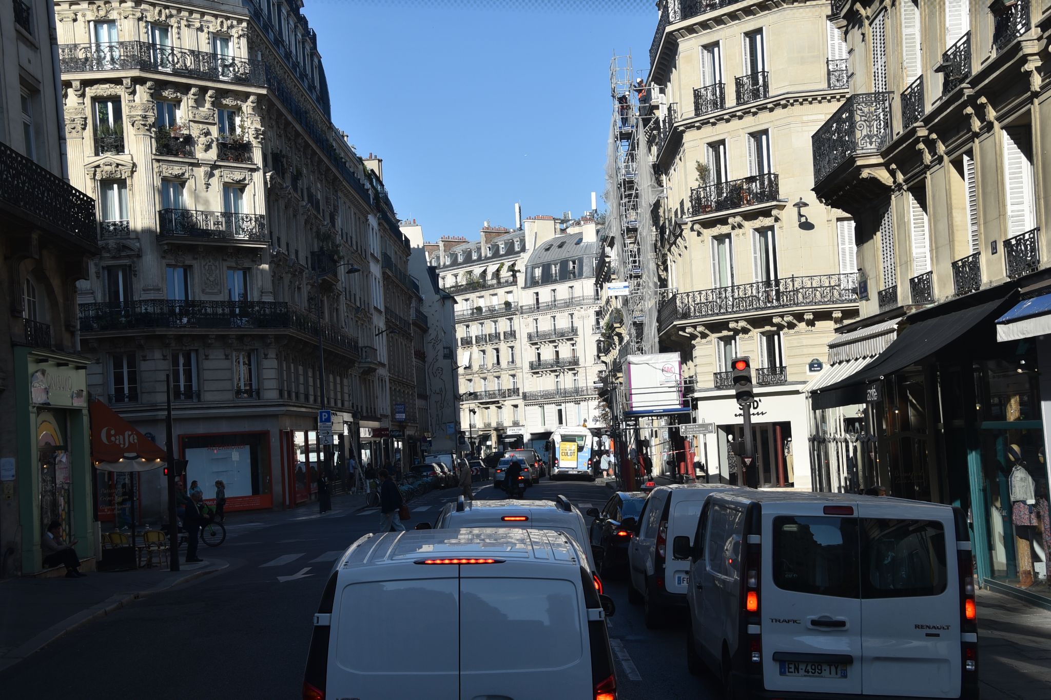 Haussmann-style urban street scene in Paris, France